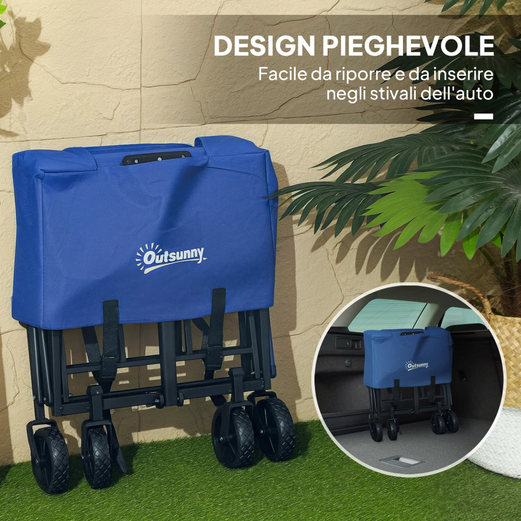 Carrello da Giardino Pieghevole 62L ¨C zephmum ¨C Blu, Metallo e Tessuto Oxford, 76x48x86 cm