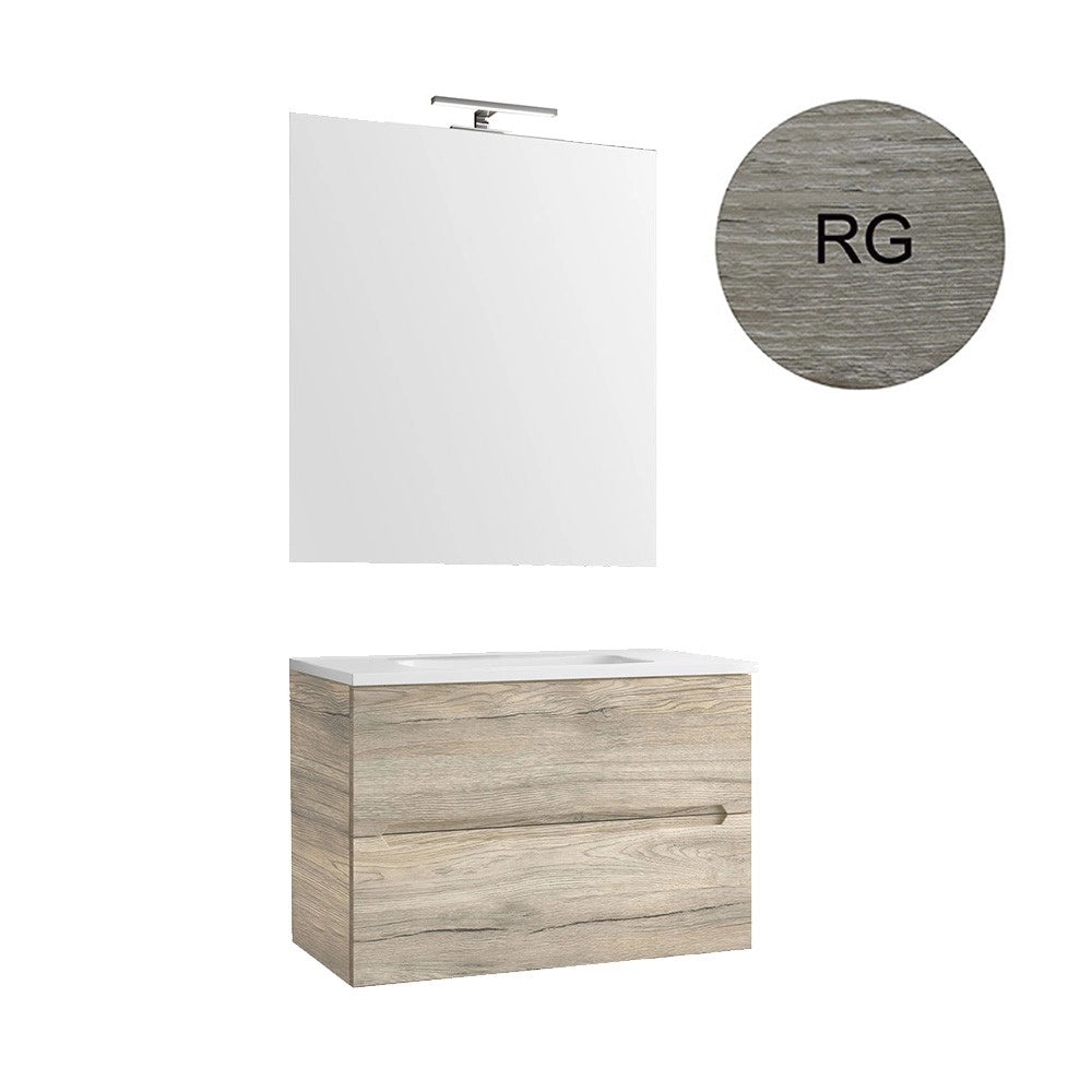 Mobile bagno rovere grigio sospeso linea talia da 70 cm