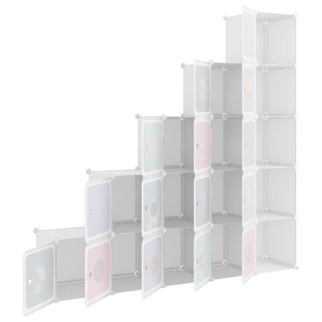 Scaffale Portaoggetti per Bambini con 15 Cubi Bianchi in PP CFW4521953