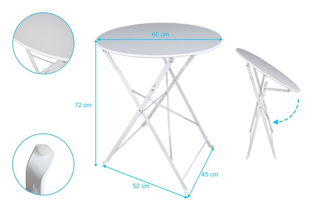 Set tavolo e sedie da giardino pieghevoli bianco – Positano - TRSP08PO