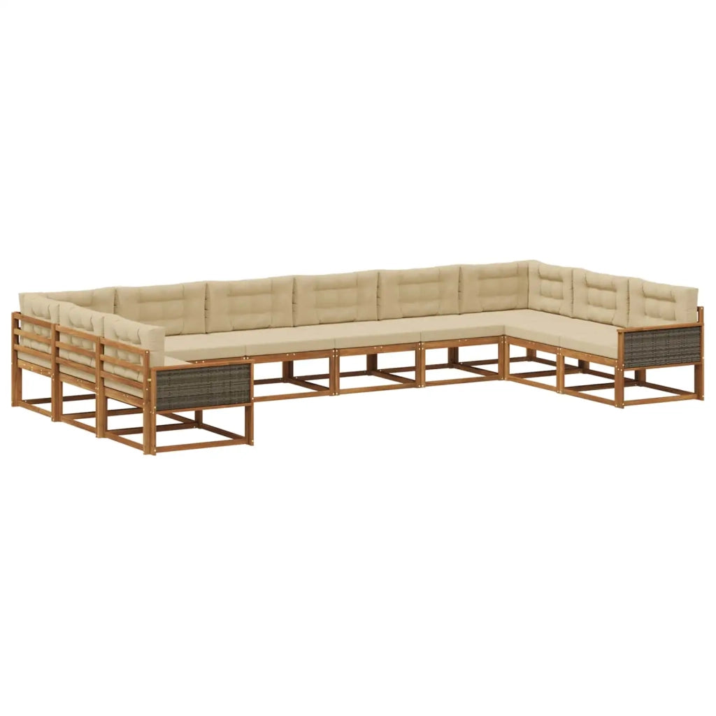 Set di divani da esterno con cuscino 10 pcs Naturale e Beige 3382921