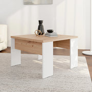 Magre, Tavolino da Salotto Piano Effetto Doghe, 67x67x43h cm Marrone Rovere Nodi