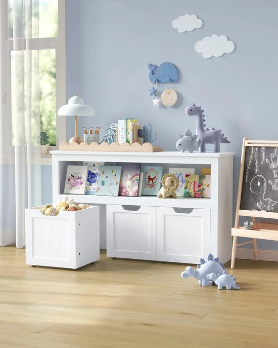 Cassettone di Stoccaggio per Bambini - 3 Cestelli di Stoccaggio - Compacto e Spazioso - 102x30x60 cm