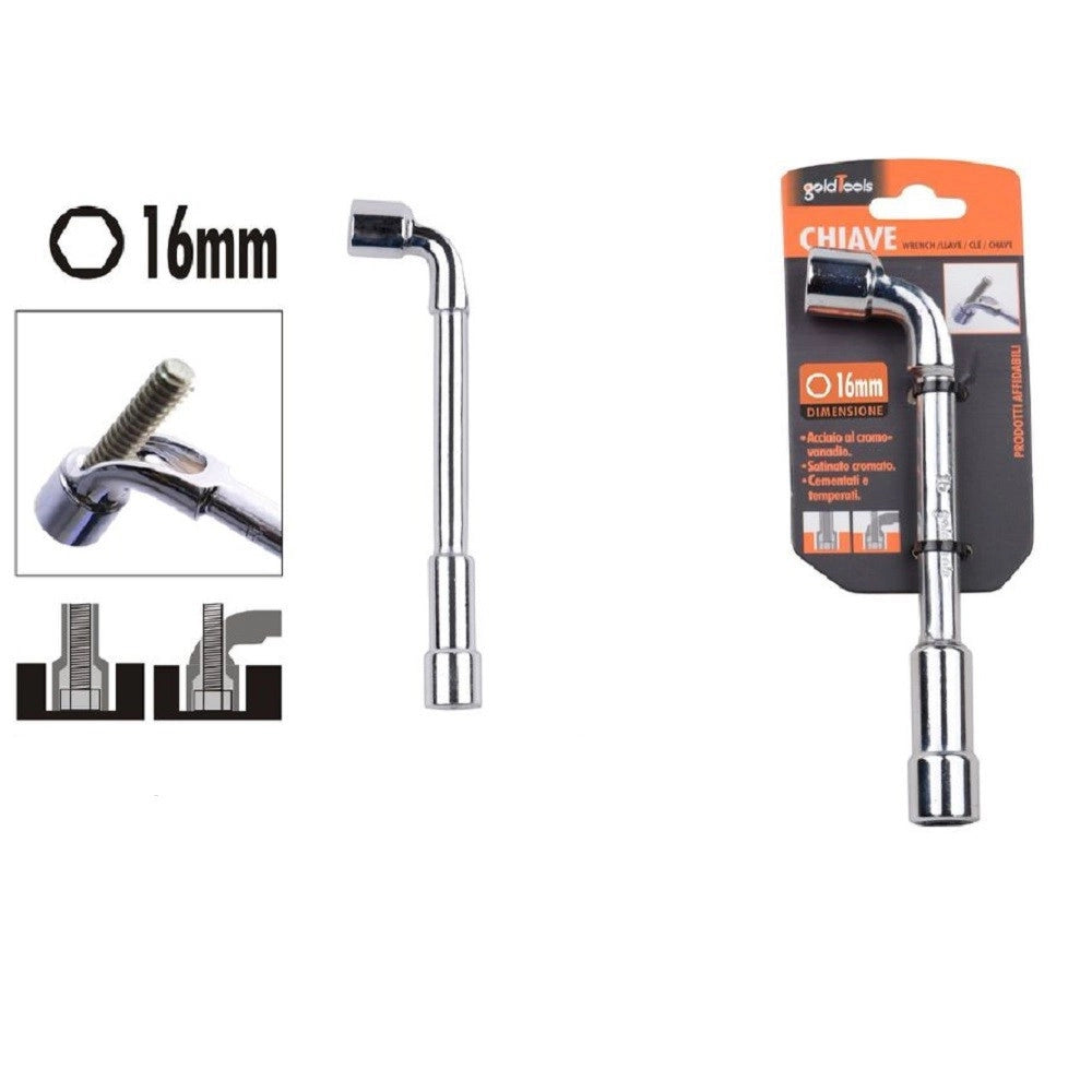 Trade Shop - Chiave Tipo L Bussola 16mm Bocca Esagonale Cromo Vanadio Acciaio 91624 Ferramenta -