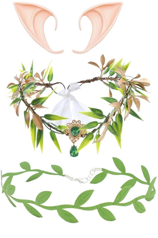 Set di Accessori Fantasy da 3 pezzi - Collare - Manubrio Orecchio - Costume di Fantasia - Cosplay Rinascimentale - Kunststof