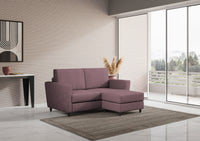Divano 2 Posti con Pouf 172x145x85 cm Yasel in Tessuto Prugna