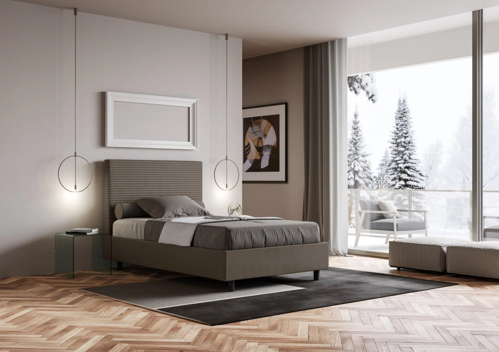 Letto 1 Piazza e Mezzo 120x190 cm con Rete Focus Cappuccino
