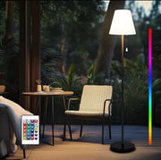 Lampada da Terra a LED da Esterno e Interno IP65 Dimmerabile luce RGB e Bianco Ricarica Solare e USB Sensore Crepuscolare Altezza 1.4 Mt con Telecomando
