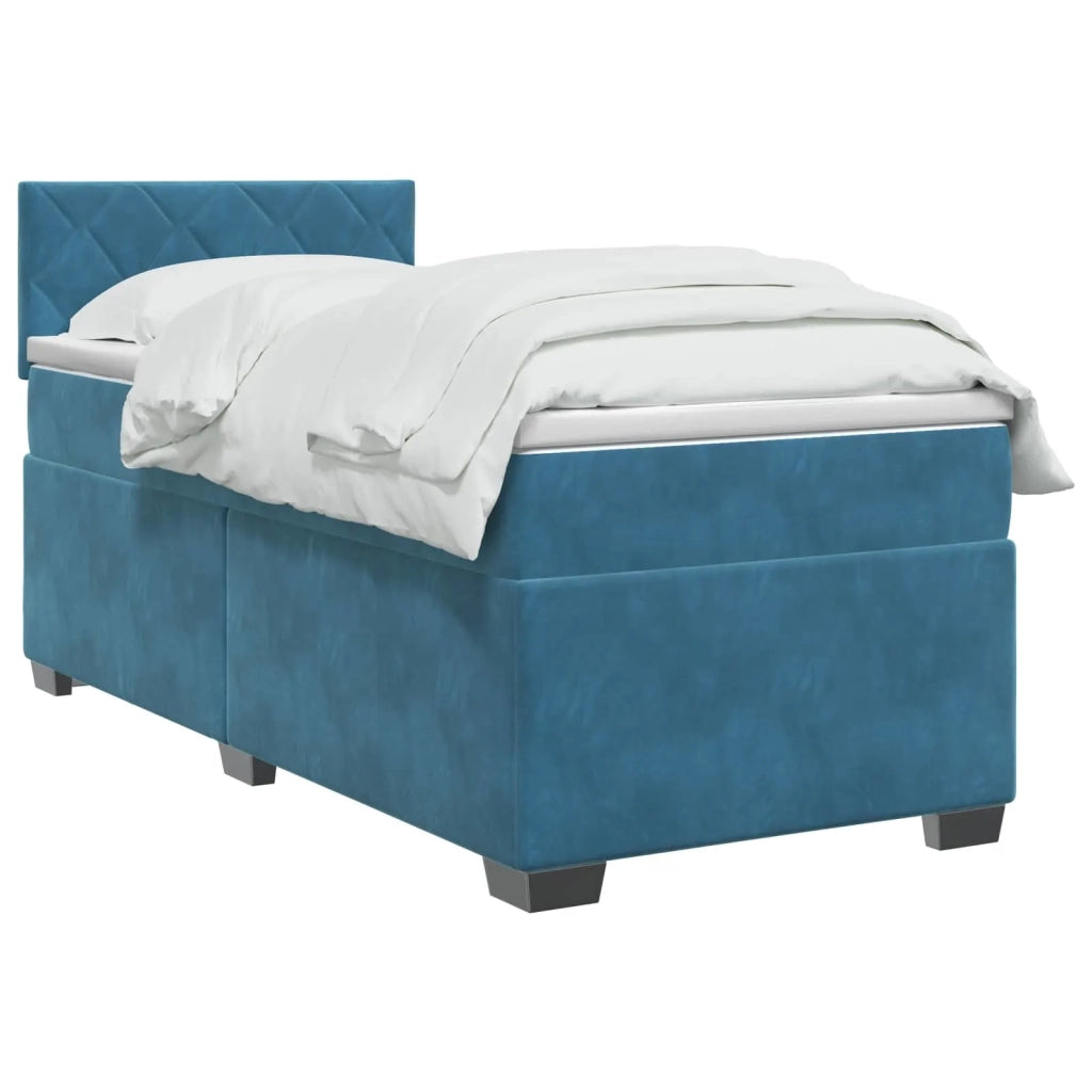 Letto box spring con materasso Blu Scuro 100 x 200 cm Velluto 3450666