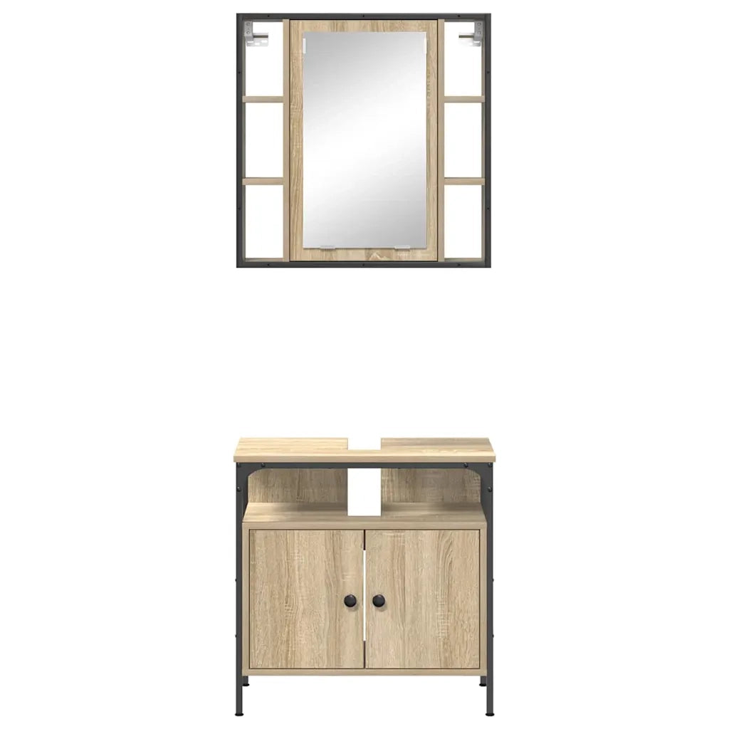 Set di mobili per il bagno 2 pcs Marrone Legno multistrato 3345130