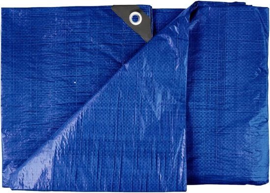 Telaio di copertura, impermeabile, 5 x 8 m, 180 g/m², blu, resistente al tempo, paracarro, telo intrecciato, copertura con fissaggi a cappuccio