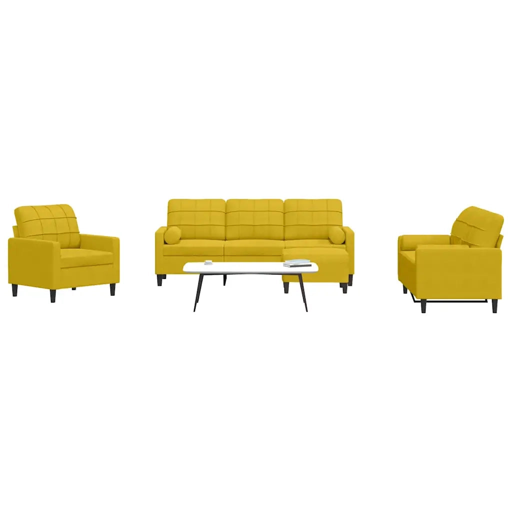 Set di Divani 4 pz con Cuscini e Rinforzi Giallo in Velluto 3278387