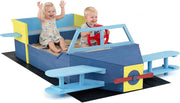 COSYWAY Sabbiera per Bambini in Legno, Gioco da Spiaggia a Forma di Aliante con Panca, Elica, Timone e Alette, Sabbiera da Esterno con Fodera Inferiore per Spiaggia e Cortile, 18 Mesi+, 180x100x50 cm