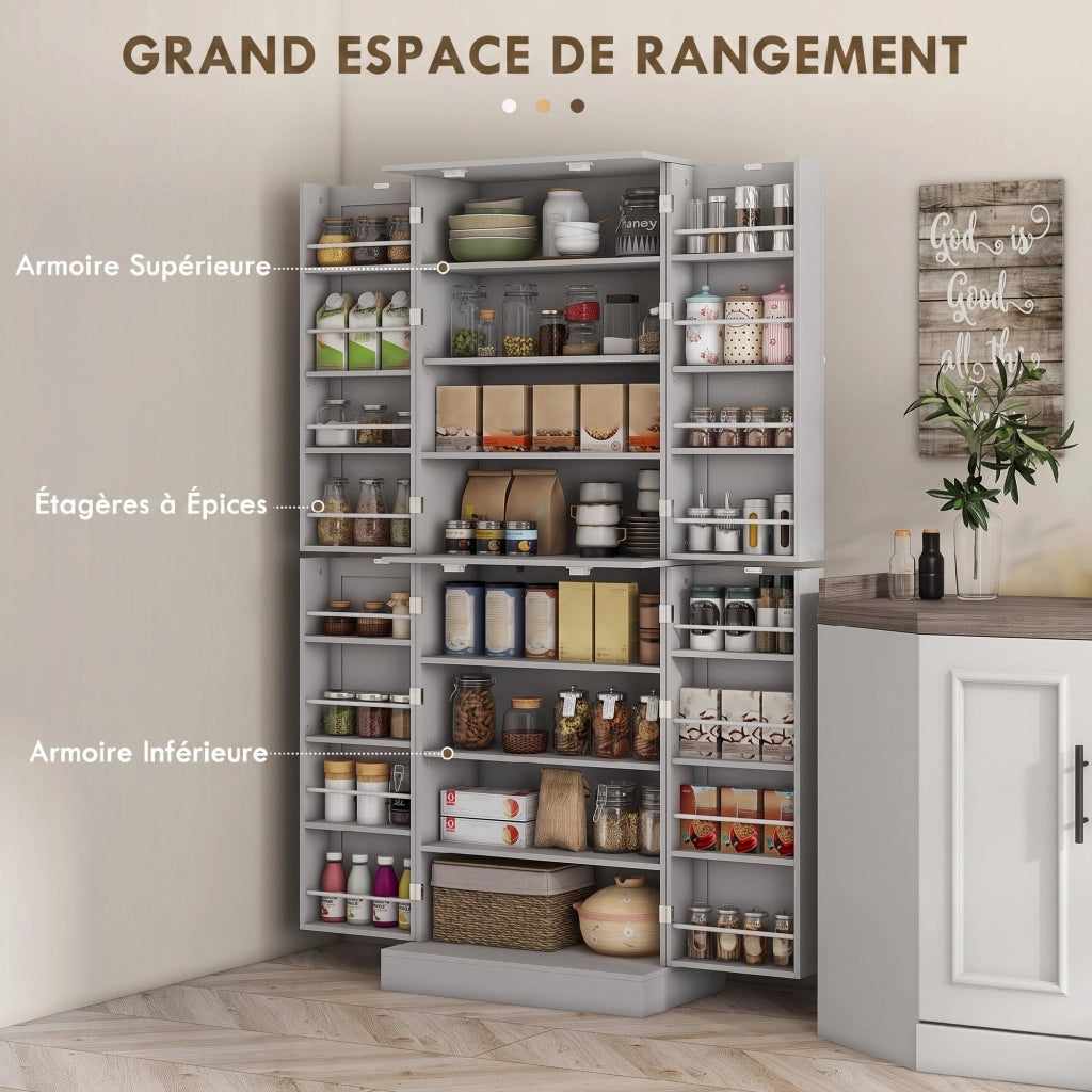 Armoire de Cuisine Buffet Cuisine Moderne 60 x 35 x 166 cm Gris