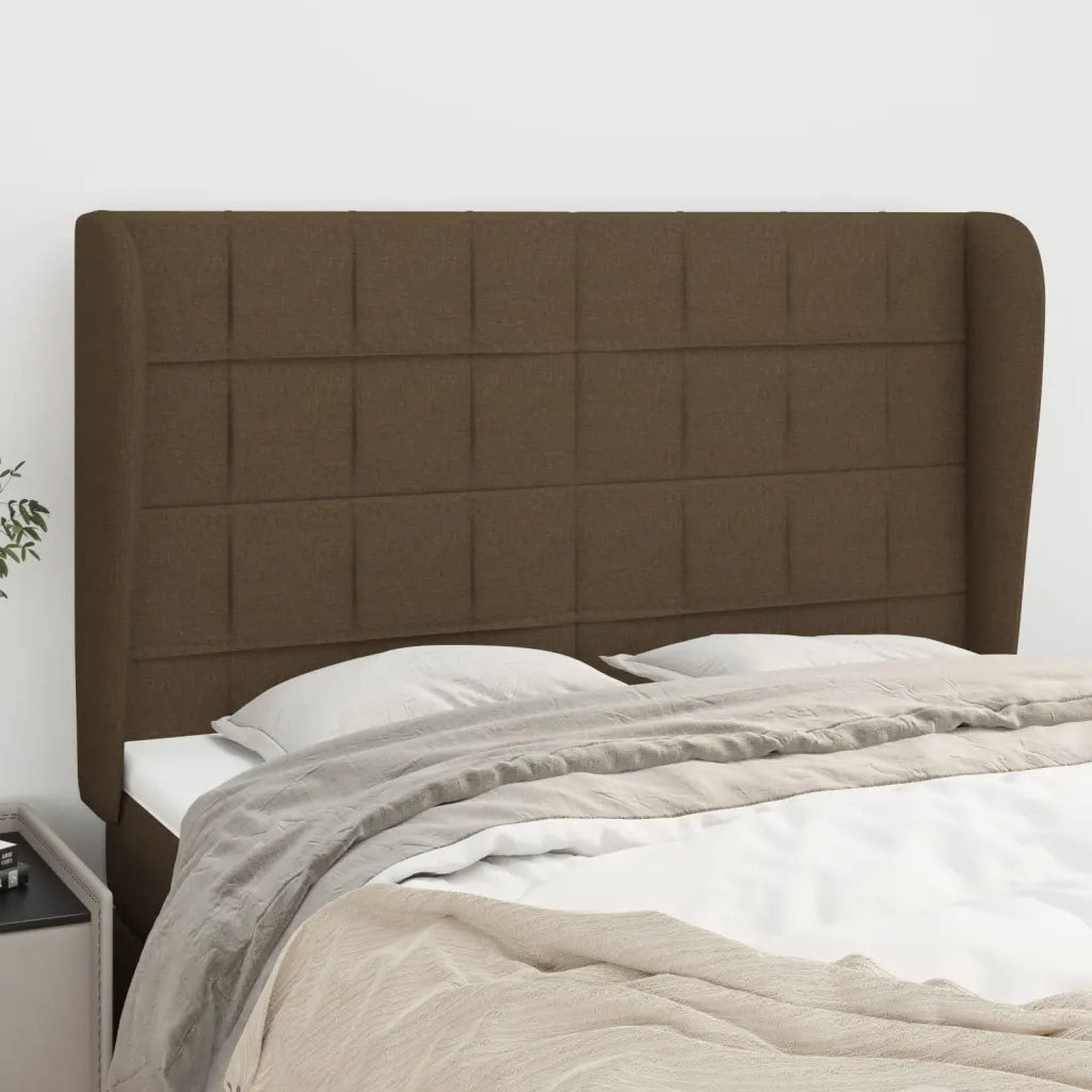 Testiera | Testata ad Orecchio MarroneScuro147 x 23 x 118/128cm inTessuto