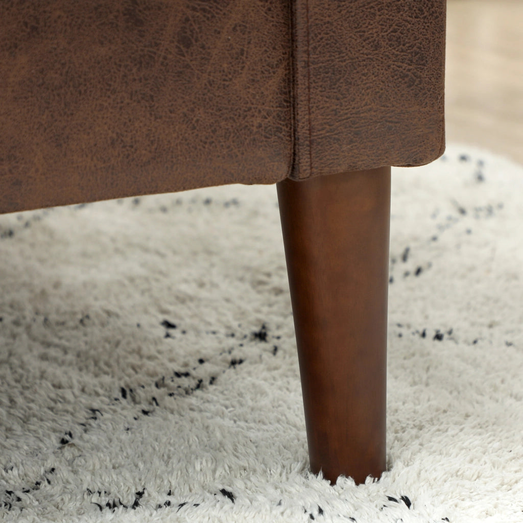 Divano 2 Posti Moderno 130x78x85 cm con Rivestimento in Tessuto Effetto Pelle Traspirante e Gambe in Legno Marrone Scuro