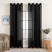 Velo di tenda - Transparente e leggero - Nero - Tenda perimetrale trasparente - Ideale per soggiorno e camera da letto - Set a 2 pannelli 140