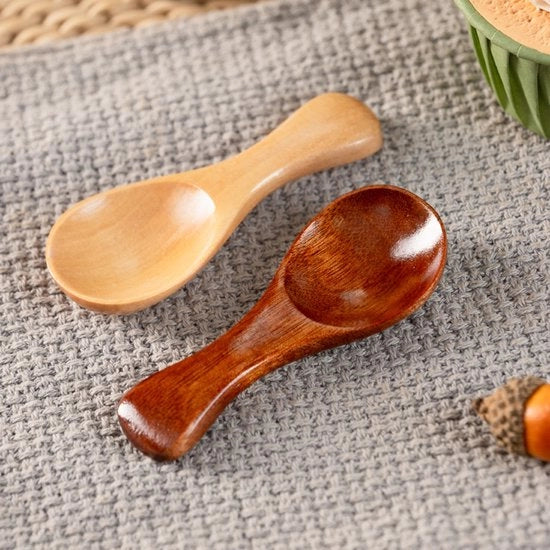Set di cucchiai in legno (4 pezzi): cucchiaio per caffè in legno, cucchiaio per dessert, cucchiaio per sale, cucchiaio multifunzionale per tè, cucchiaio pratico per tè, cucchiaio in legno riutilizzabile, cucchiaio per tè, articoli per la casa, 8,5*3cm