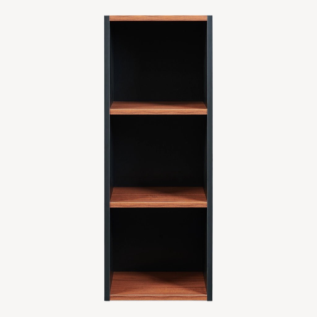 Scaffale da Terra Trond Libreria a 3 Scomparti Aperti 80 x 30 x 23 cm - Nero/Effetto Noce [en.casa]