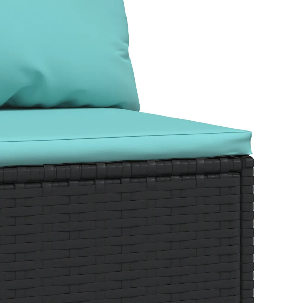 Divano Centrale da Giardino con Cuscini-Sofa Modulare-Divanetto da esterno in Polyrattan Nero 413151
