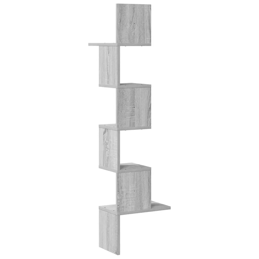 Scaffale Angolare Muro Grigio Sonoma 32x32x127,5 cm Truciolato 860522