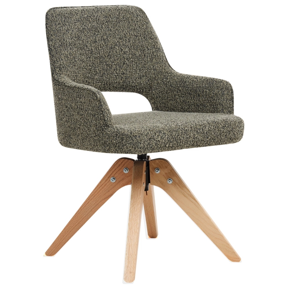 Sedia da pranzo girevole con schienale curvo tessuto boucle verde stile scandinavo