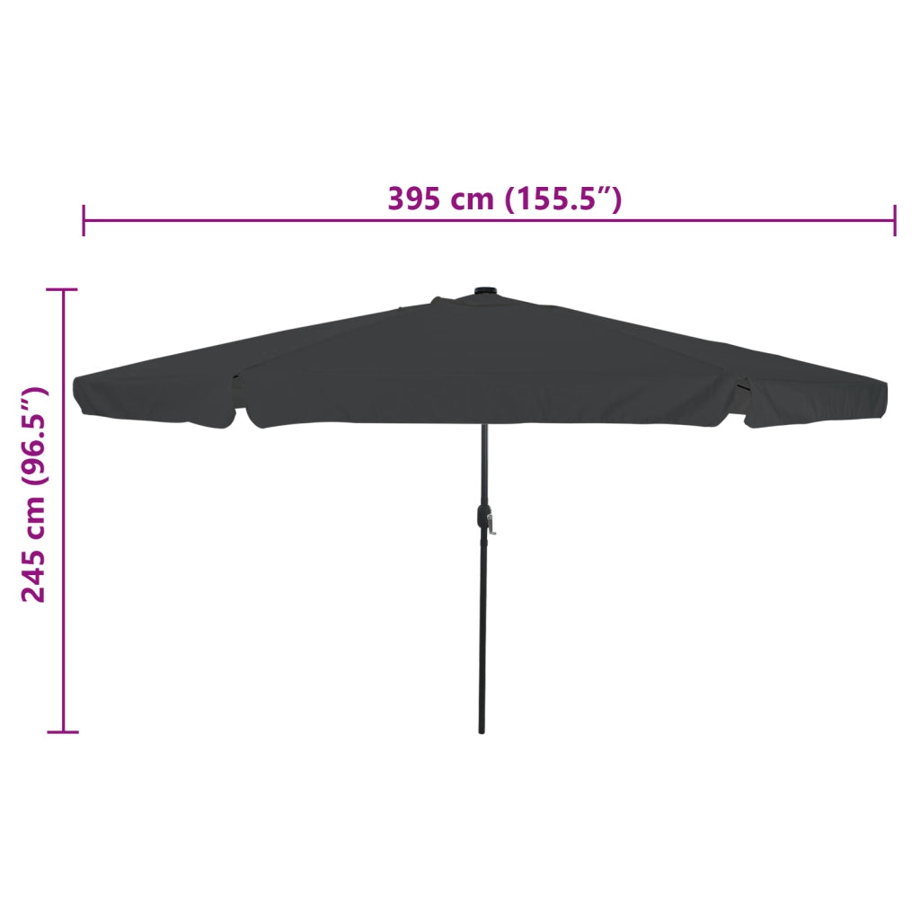 Parasol da Giardino  con Luci a LED Ã¸395x245 cm Antracite