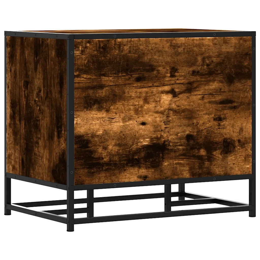 vidaXL Panca Portaoggetti Rovere Fumo Legno Multistrato e Metallo