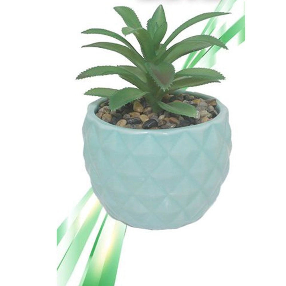 Trade Shop - Vaso In Ceramiche Per Piantine Casa Giardino Decorazione Interno Casa 15x9 Cm - Celeste
