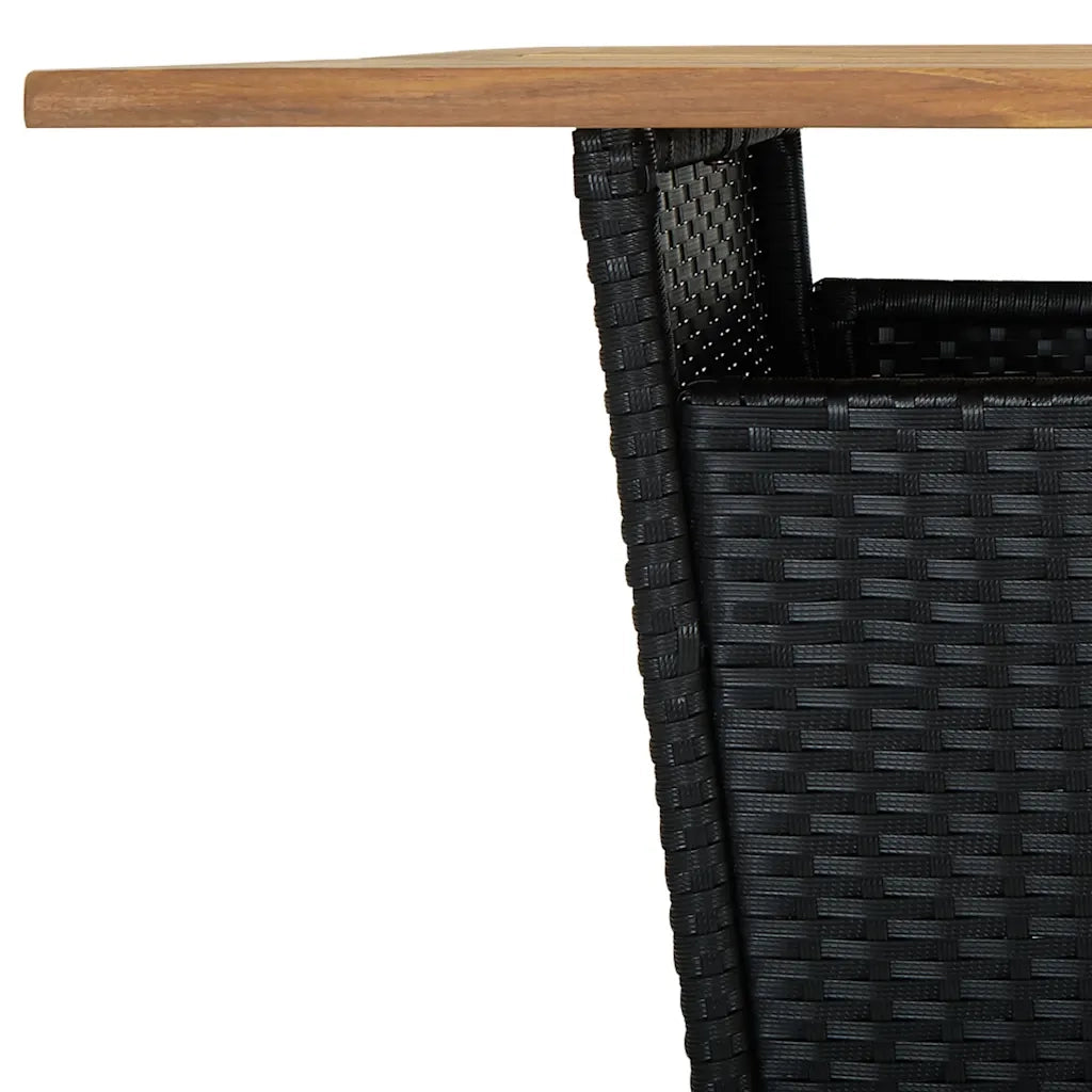 Set da Bar da Giardino 9 pz con Cuscini in Polyrattan Nero