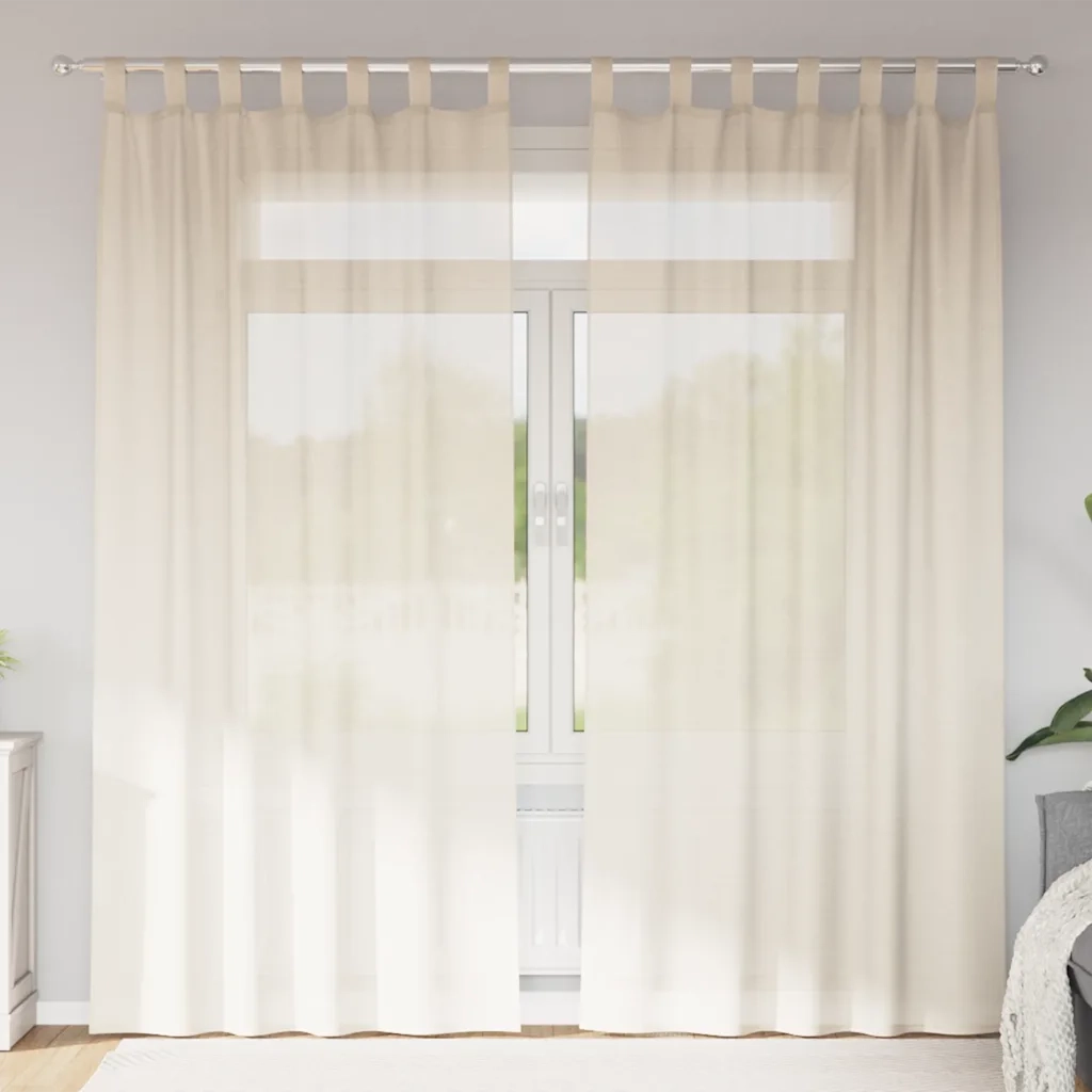 Tende in Voile con Linguetta 2 pz Crema 4102269