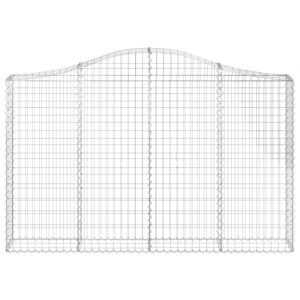 Gabbione cesto gabbia recinzione muro di contenimento ad arco 200 x 30 x 120/140 cm ferro zincato Argento 02_0039993