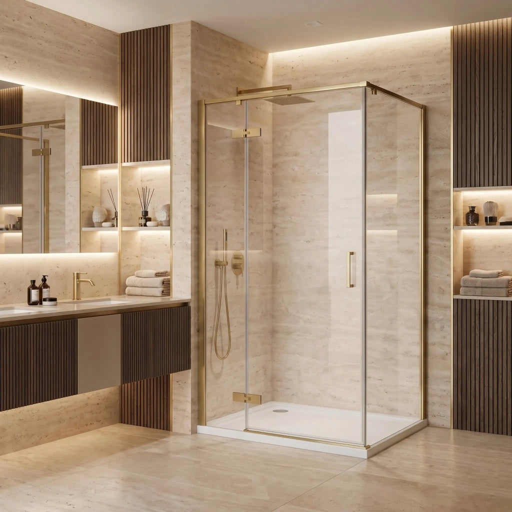 Cabina Doccia Rea Bruno 120x90 Brush Gold