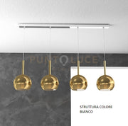 SOSP. BIANCO RETTANGOLARE 4 LUCI VETRI TUTTI PICCOLO ORO 1155BI-S4 RP-OR