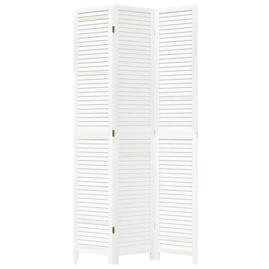 Divisorio Ambienti 3Pannelli Bianco Legno Massello di Paulownia 358832