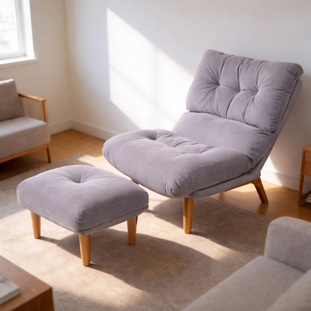 Poltrona Reclinabile Poggiapiedi Grigio Imbottita Alta Densità Seduta Ergonomica