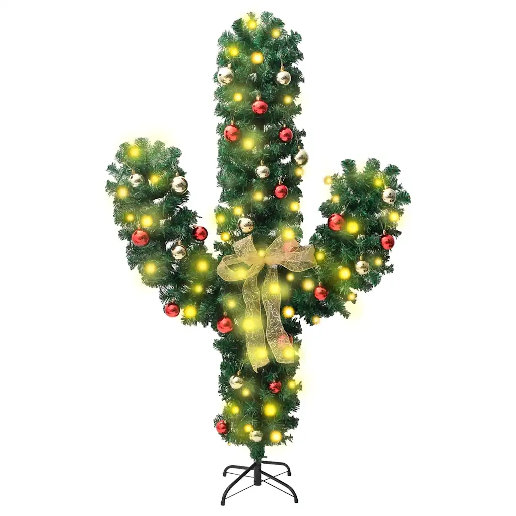 Cactus di Natale con Base e LED Verde 210 cm PVC 344657