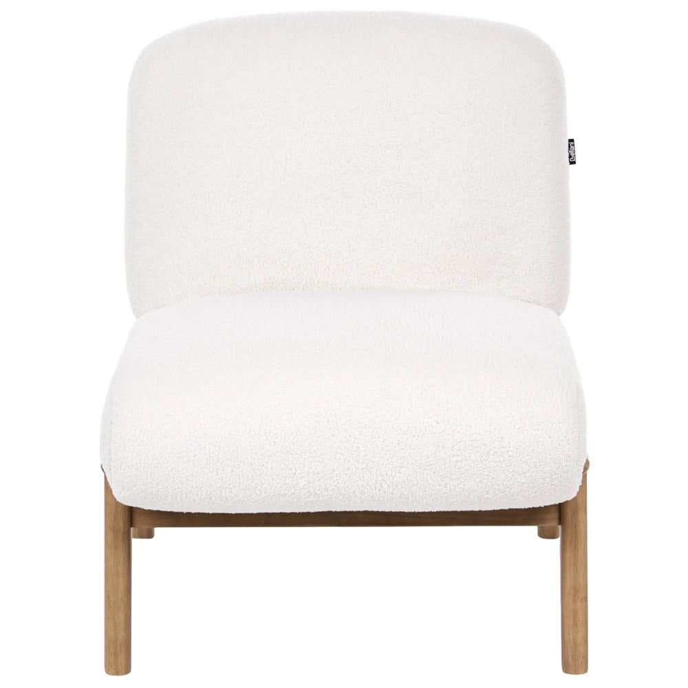 Poltrona Lounge Bassa in Bouclé Bianco Panna Senza Braccioli Stile Scandinavo
