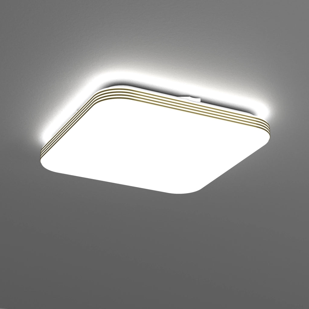 Plafoniera LED quadrata 33cm 17W bianco-oro IP44 Eko-Light