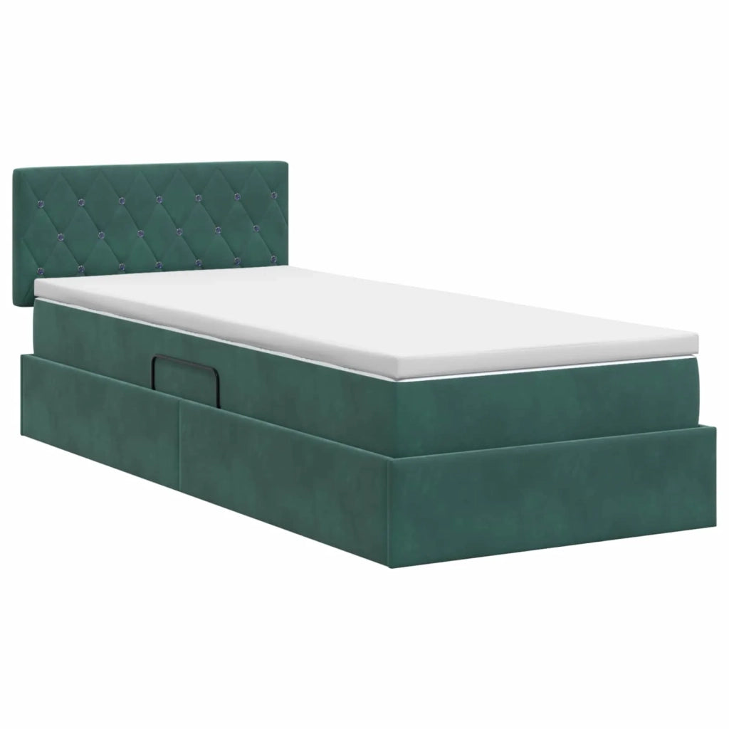 Letto con Contenitore Verde Scuro 100 x 200 cm Velluto 3458730
