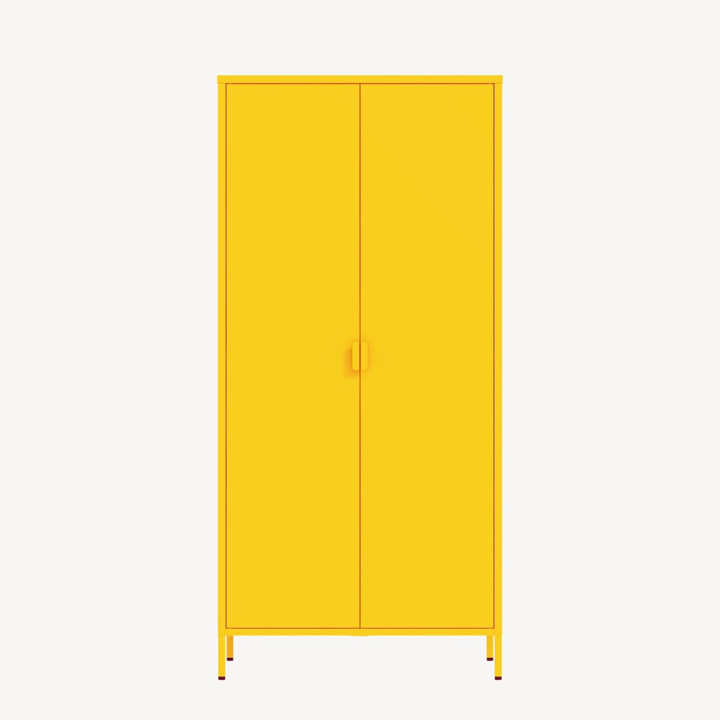 Armadio Guradaroba Esteli in Acciaio a 2 Ante con 2 Barre Appendiabiti e 4 Ripiani 170 x 80 x 45 cm - Giallo [en.casa]