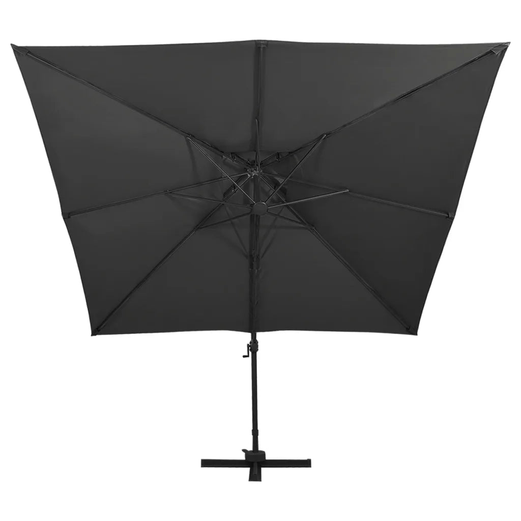 Ombrellone a Sbalzo con Doppia Copertura 300x300 cm Nero 312376