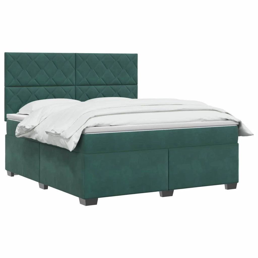 Letto box spring con materasso Verde Scuro 140 x 190 cm Velluto 3453647