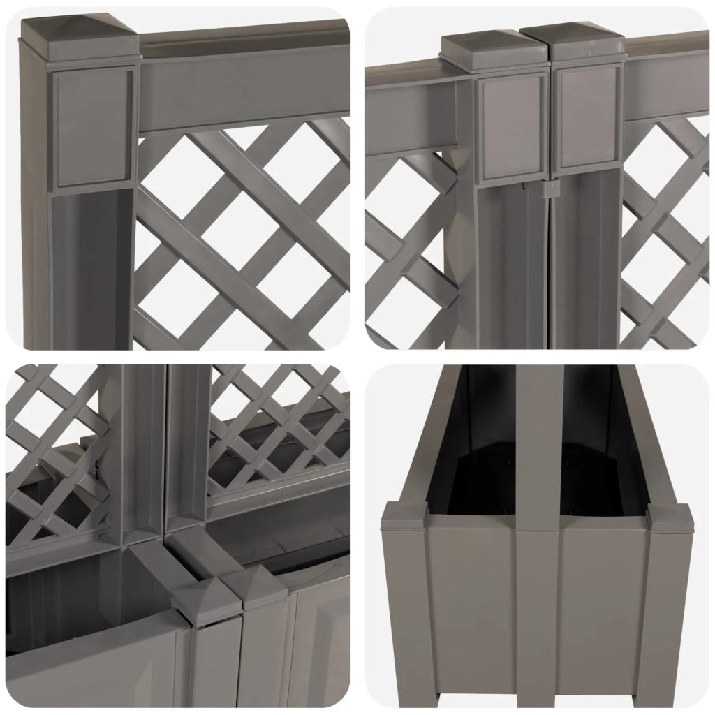 Grande vaso con trellis 2 pcs Grigio 200 x 43 x 133,5 cm PP 42041732