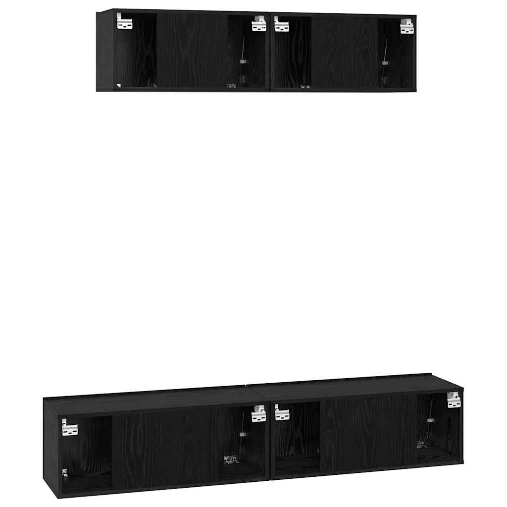 Set mobile TV 4 pcs Rovere Nero Legno multistrato 3393361