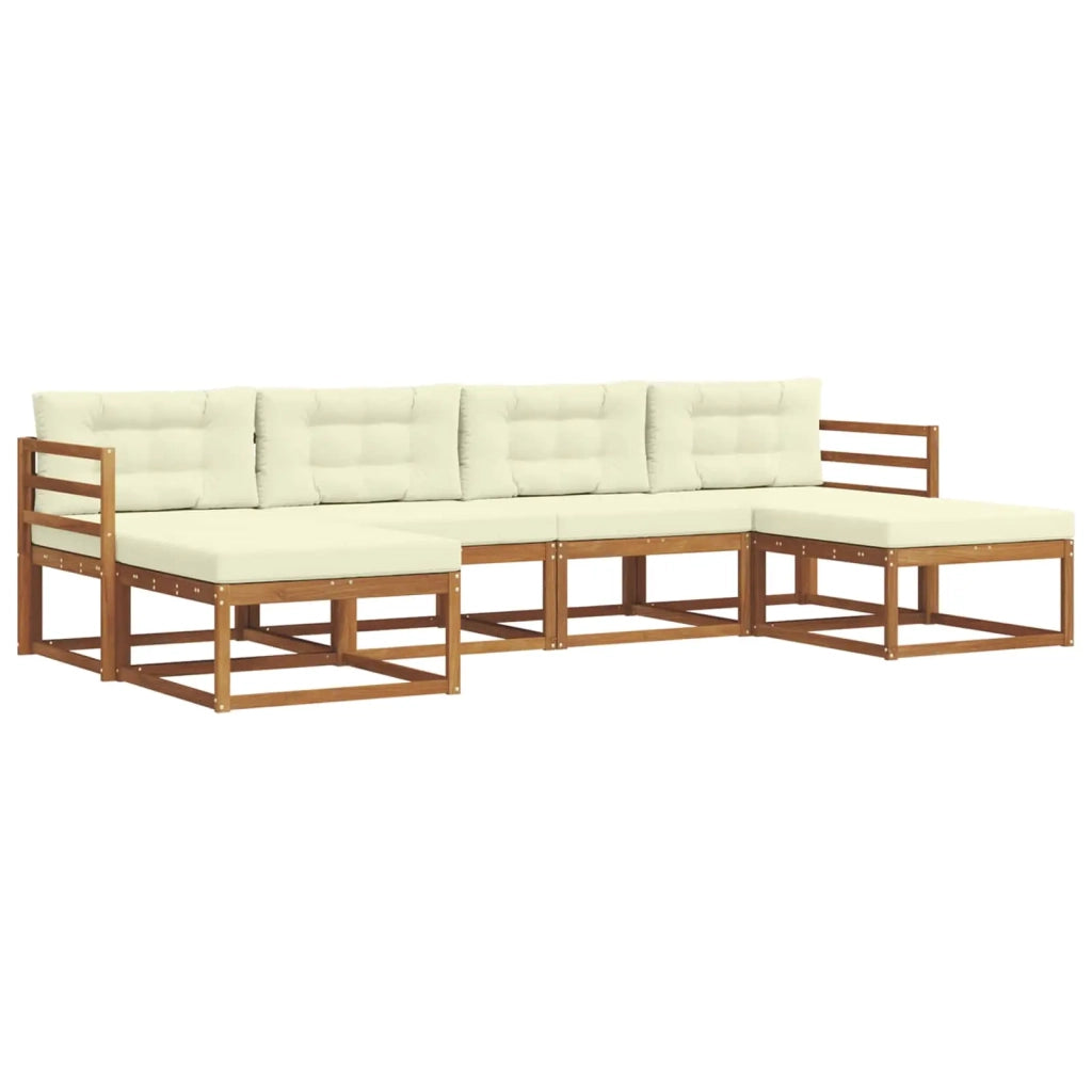 Set di divani da esterno con cuscino 6 pcs Naturale e Crema