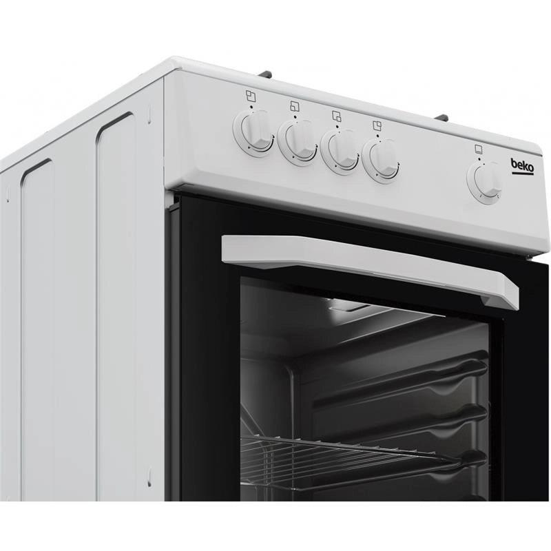 BEKO CSG42001FW CUCINA LIBERA INSTALLAZIONE 50 X 50 CM 4 FUOCHI GAS CON FORNO A GAS BIANCA COPERCHIO IN METALLO
