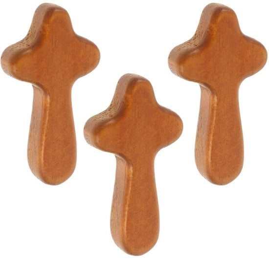 Decorazione religiosa in legno - 3 Croci in legno - Zoccoli di croce - Amuleto di fortuna - Decorazione per la casa - Riduzione dello stress - Legno di alta qualità - Croce