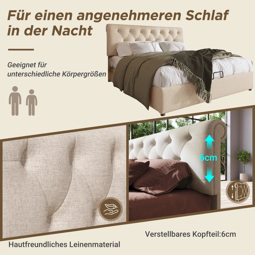 letto imbottito lino naturale 160x200 cm
