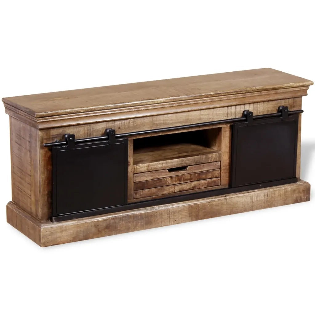 Mobile TV 2 Porte Scorrevoli Legno Massello Mango 110x30x45 cm 244019